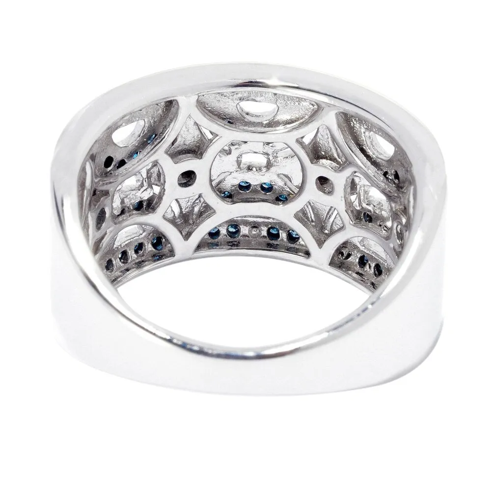 Sterling Silver 1/2ct TDW Blue Diamond Art Deco Ring sold by Zulily product image thumbnail 2