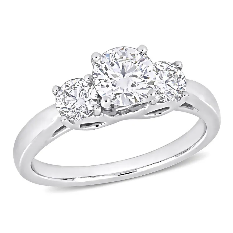 Miadora 14k White Gold 1 1/4ct TDW Diamond 3-Stone Classic Engagement Ring sold by Zulily