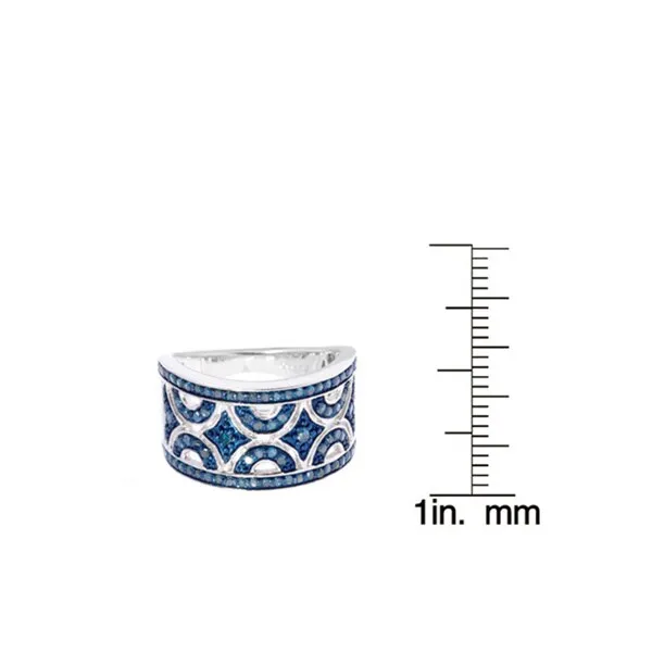 Sterling Silver 1/2ct TDW Blue Diamond Art Deco Ring sold by Zulily product image thumbnail 4