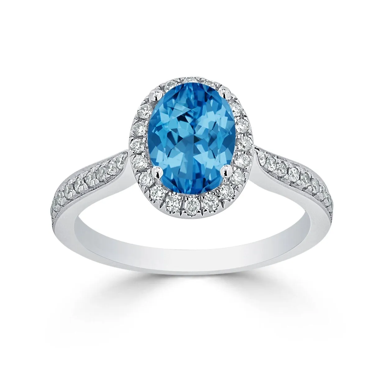 Auriya 1 9/10ct Fancy Oval Swiss Blue Topaz Halo Diamond Engagement Ring 1/4ctw 14k Gold sold by Zulily product image thumbnail 3
