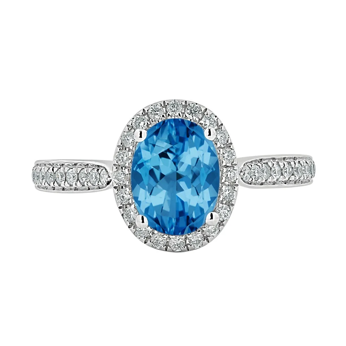 Auriya 1 9/10ct Fancy Oval Swiss Blue Topaz Halo Diamond Engagement Ring 1/4ctw 14k Gold sold by Zulily product image thumbnail 2