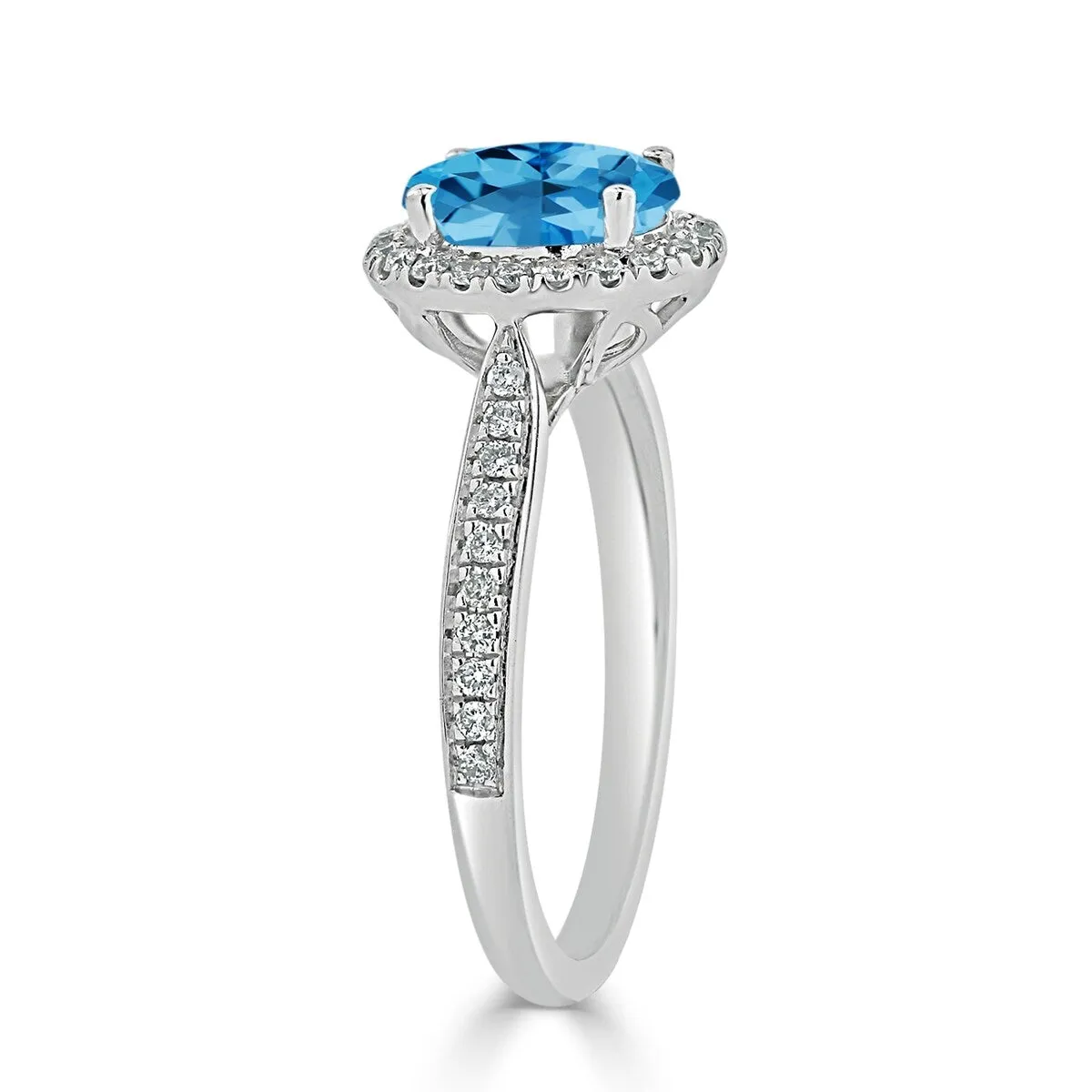 Auriya 1 9/10ct Fancy Oval Swiss Blue Topaz Halo Diamond Engagement Ring 1/4ctw 14k Gold sold by Zulily product image thumbnail 4