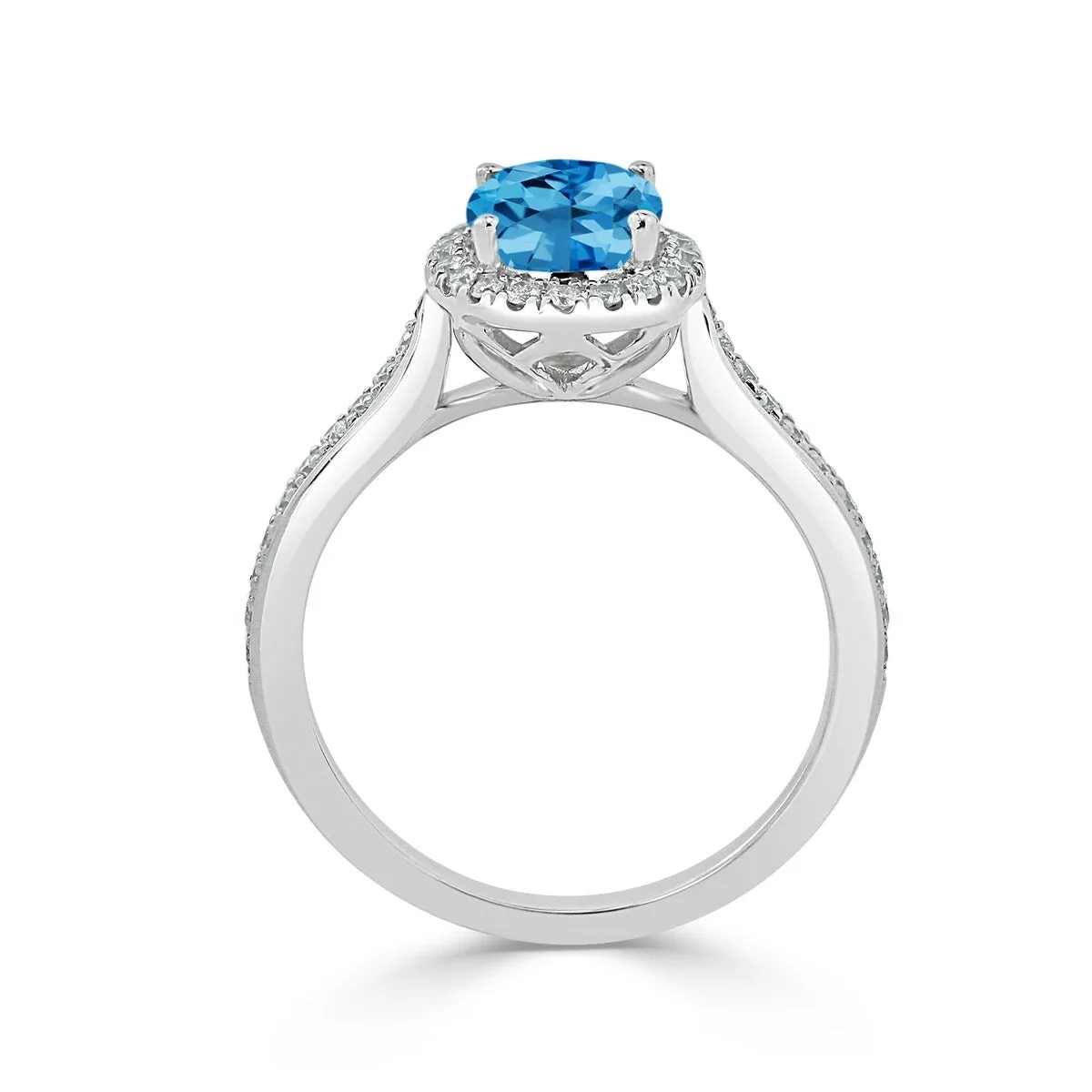 Auriya 1 9/10ct Fancy Oval Swiss Blue Topaz Halo Diamond Engagement Ring 1/4ctw 14k Gold sold by Zulily product image thumbnail 5