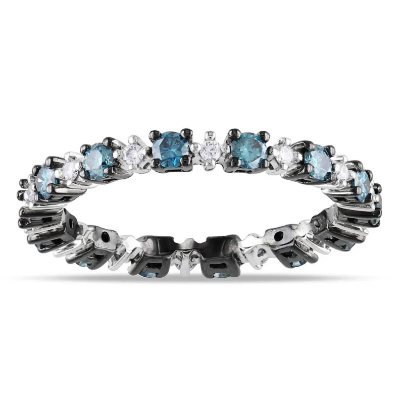 Miadora 14k Gold 3/4ct TDW Blue and White Diamond Eternity Ring sold by Zulily