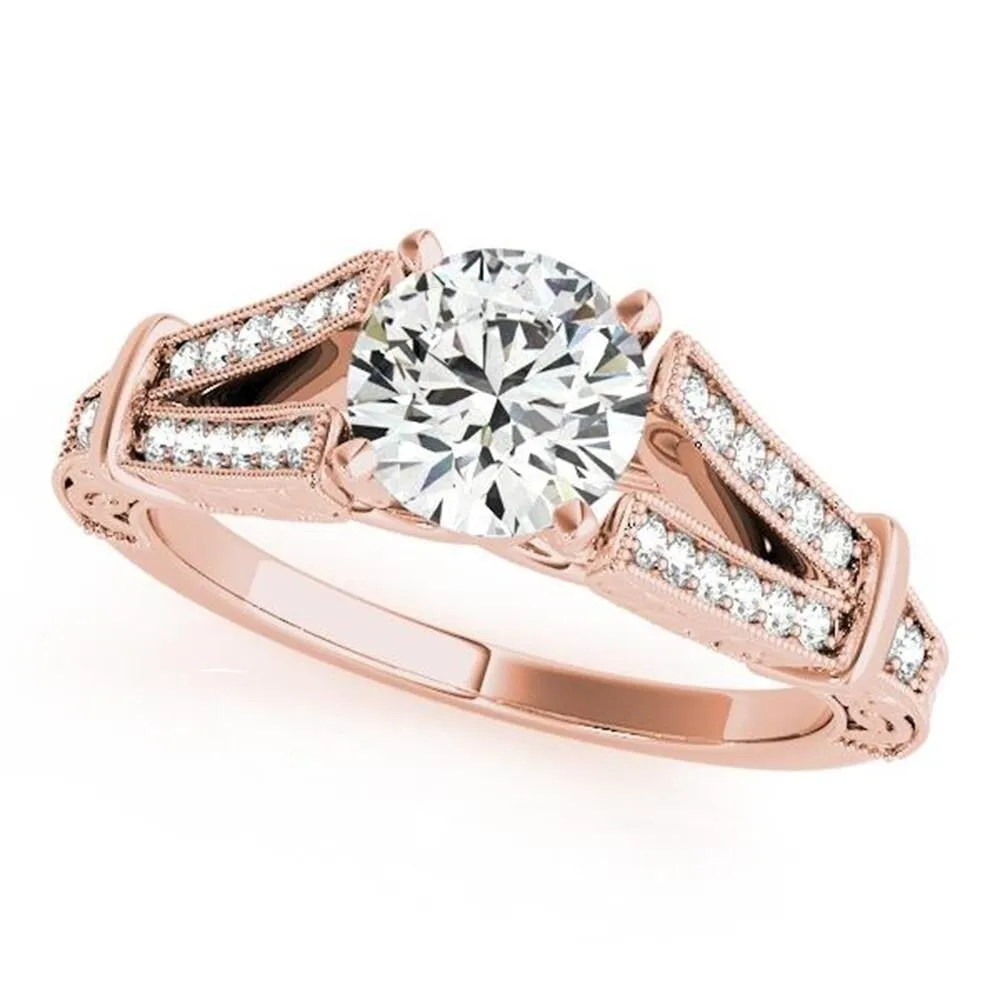 Auriya Vintage Split Shank 1ct Moissanite and 1/5ctw Diamond Engagement Ring 14K Gold sold by Zulily product image thumbnail 3