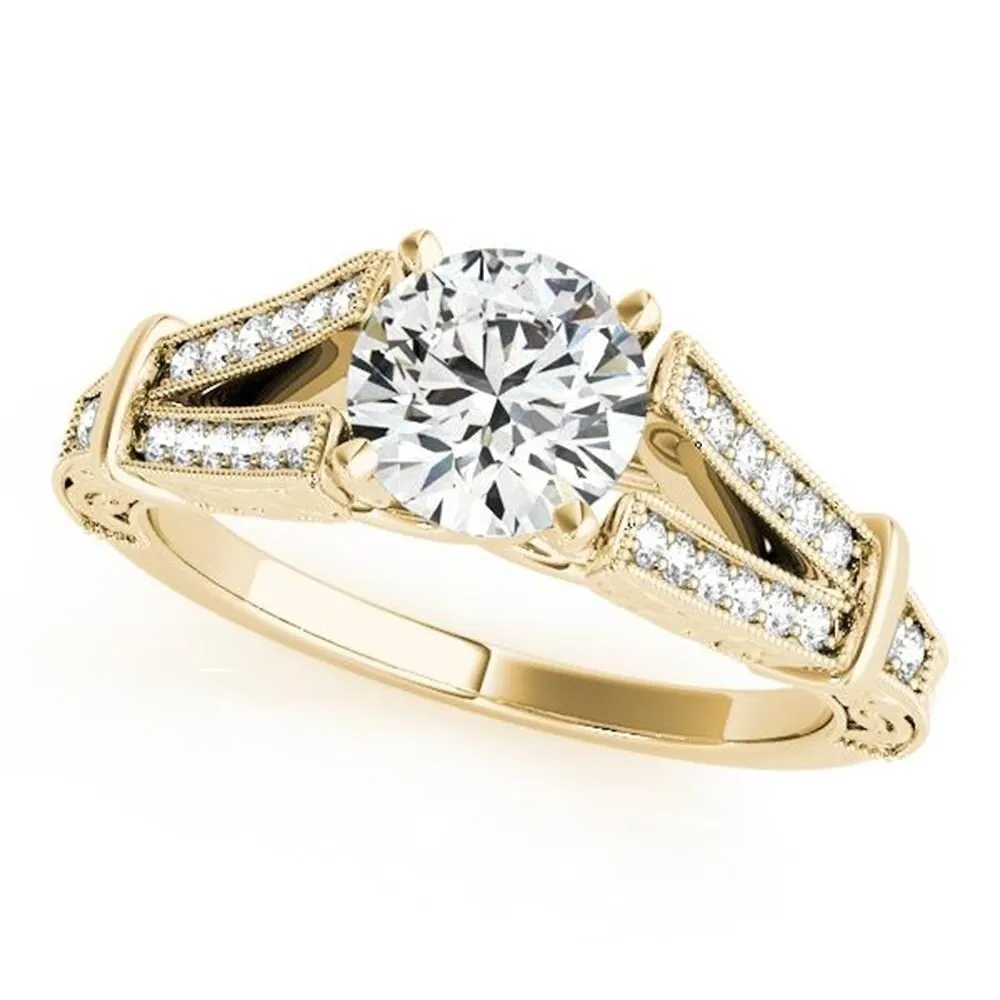 Auriya Vintage Split Shank 1ct Moissanite and 1/5ctw Diamond Engagement Ring 14K Gold sold by Zulily product image thumbnail 2