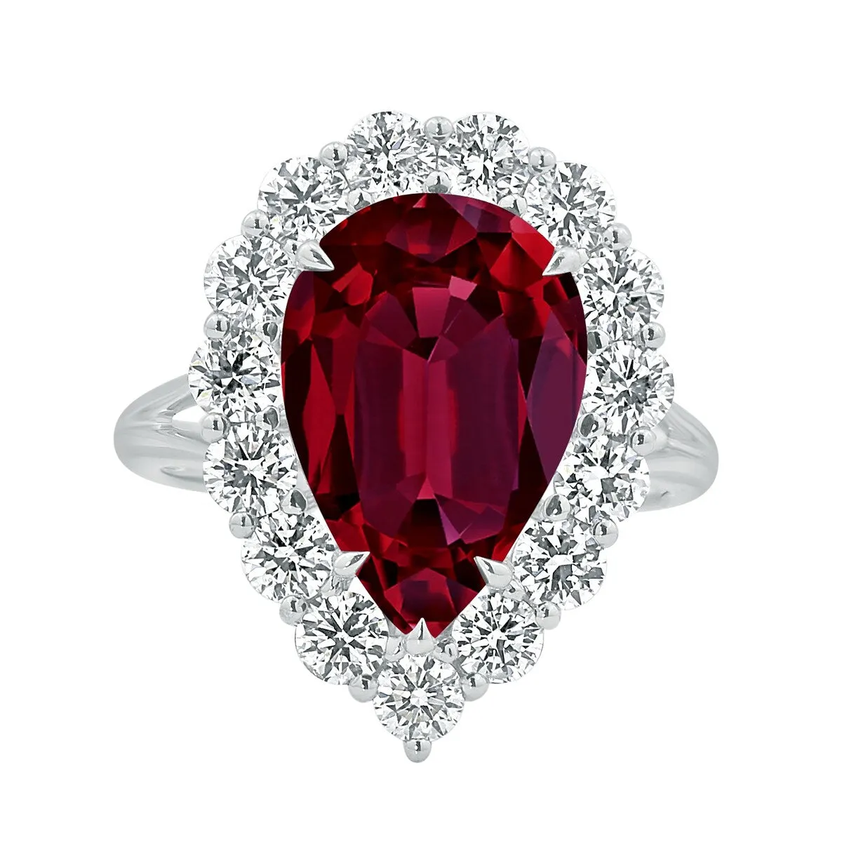 Auriya 2 1/5ct Pear-cut Red Ruby Halo Diamond Engagement Ring 1 3/4cttw 18K Gold sold by Zulily product image thumbnail 2