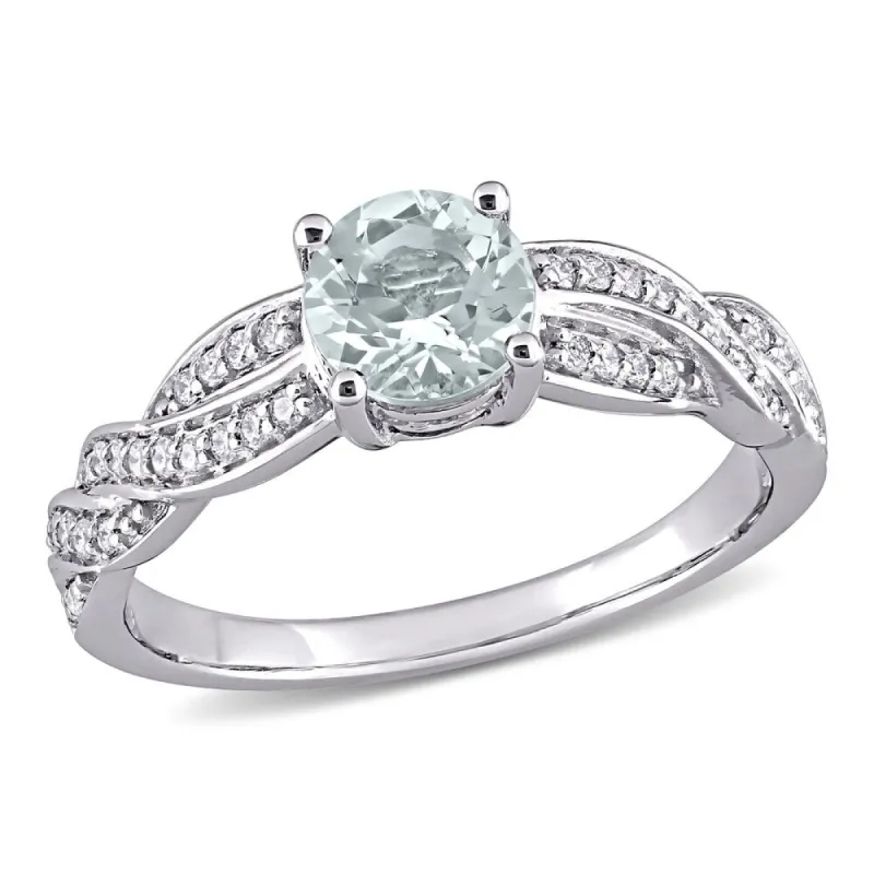Miadora 14k White Gold Aquamarine and 1/4ct TDW Diamond Crossover Engagement Ring sold by Zulily