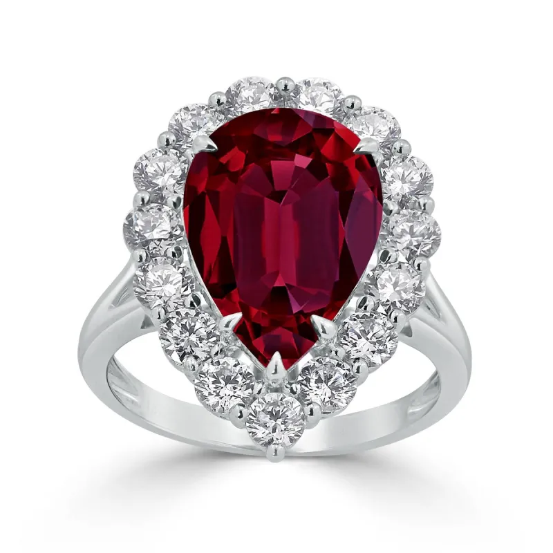 Auriya 2 1/5ct Pear-cut Red Ruby Halo Diamond Engagement Ring 1 3/4cttw 18K Gold sold by Zulily