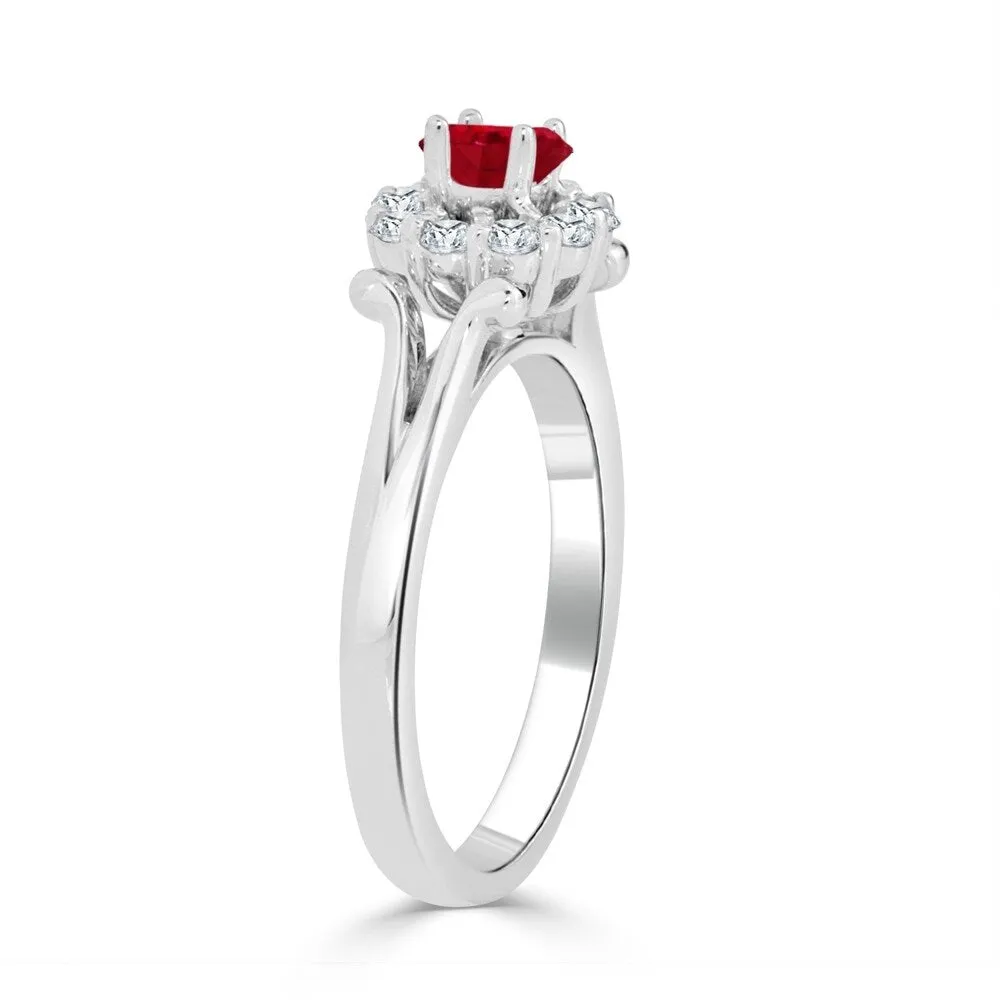 Auriya 14K Gold 1/4ct Ruby and 1/3ct TDW Diamond Engagement Ring (H-I, SI1-SI2) - Red sold by Zulily product image thumbnail 5