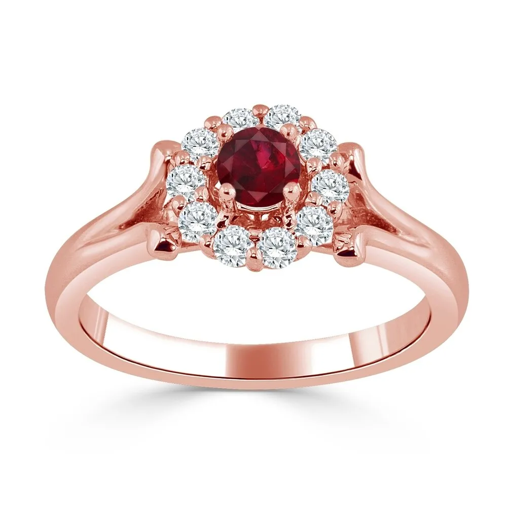 Auriya 14K Gold 1/4ct Ruby and 1/3ct TDW Diamond Engagement Ring (H-I, SI1-SI2) - Red sold by Zulily product image thumbnail 3