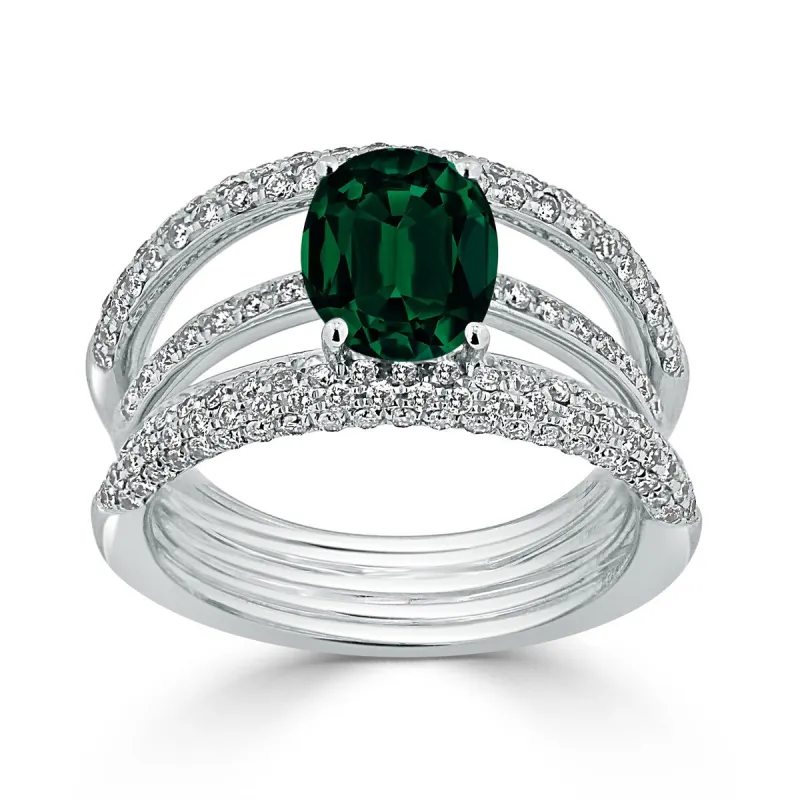 Auriya 1 5/8ct Oval Green Emerald and Diamond Ring 9/10ctw 18K Gold sold by Zulily
