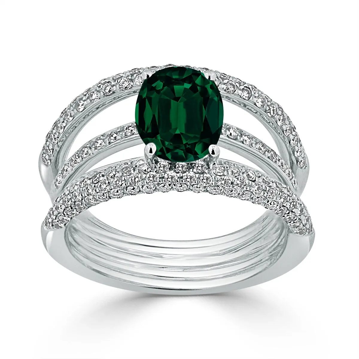 Auriya 1 5/8ct Oval Green Emerald and Diamond Ring 9/10ctw 18K Gold sold by Zulily