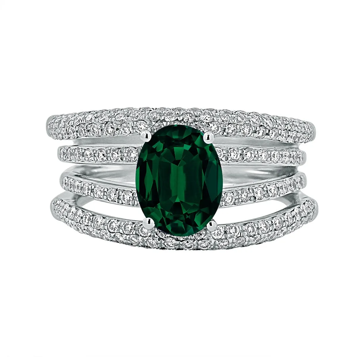 Auriya 1 5/8ct Oval Green Emerald and Diamond Ring 9/10ctw 18K Gold sold by Zulily product image thumbnail 2