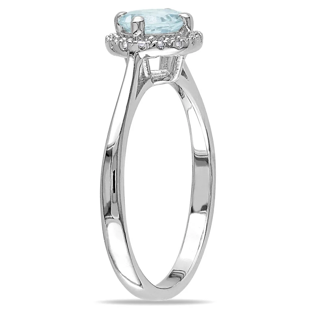Miadora Sterling Silver Aquamarine and 1/10ct Diamond Ring (H-I, I2-I3) sold by Zulily product image thumbnail 3