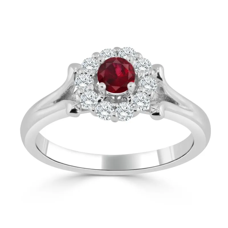 Auriya 14K Gold 1/4ct Ruby and 1/3ct TDW Diamond Engagement Ring (H-I, SI1-SI2) - Red sold by Zulily