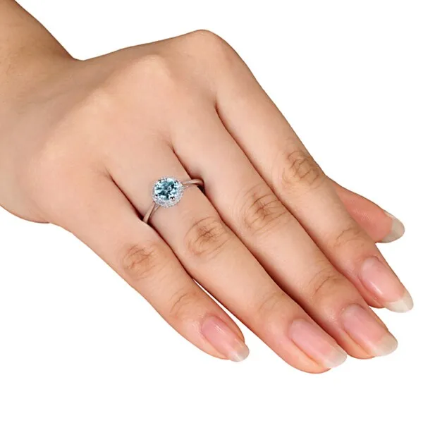 Miadora Sterling Silver Aquamarine and 1/10ct Diamond Ring (H-I, I2-I3) sold by Zulily product image thumbnail 5