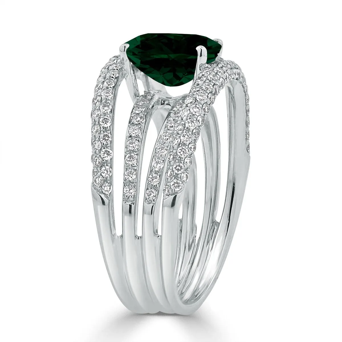 Auriya 1 5/8ct Oval Green Emerald and Diamond Ring 9/10ctw 18K Gold sold by Zulily product image thumbnail 3