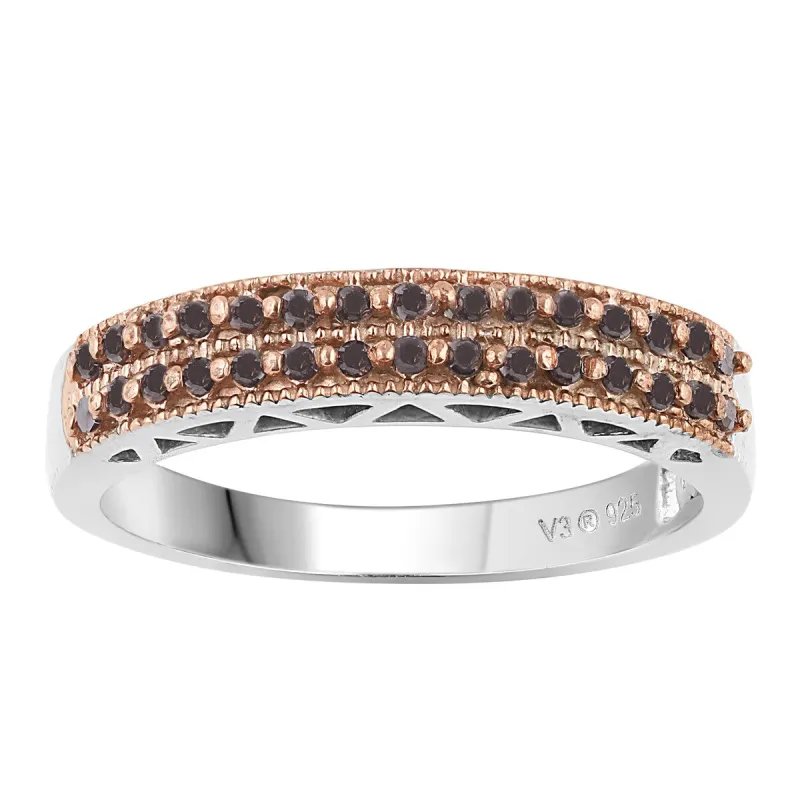 Sterling Silver with Natural Red Diamond Band Ring sold by Zulily