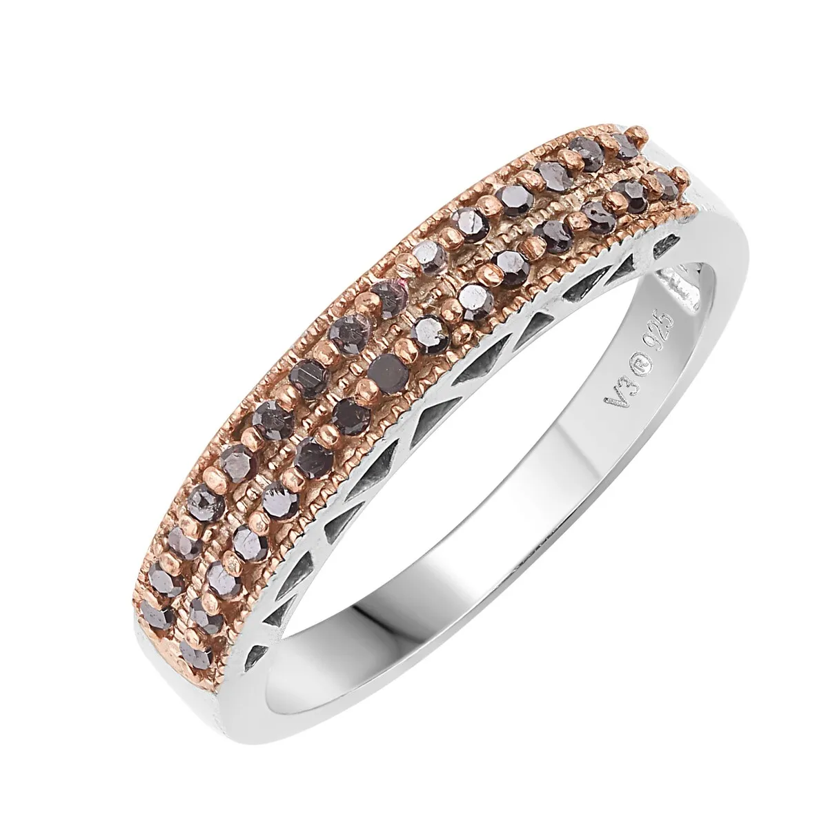 Sterling Silver with Natural Red Diamond Band Ring sold by Zulily product image thumbnail 2