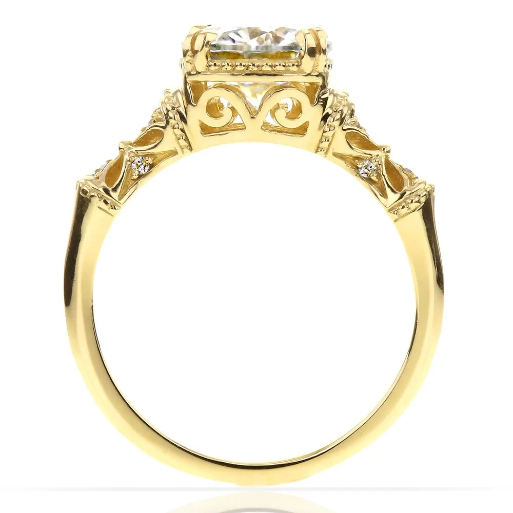 Annello by Kobelli 14k Yellow Gold 1 1/2ct TGW Round-cut Moissanite and Diamond Fancy Art Nouveau Engagement Ring sold by Zulily product image thumbnail 4