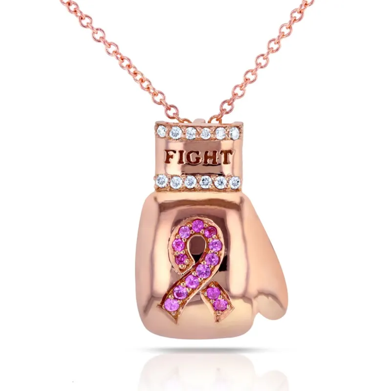 Annello by Kobelli 14k Rose Gold BCA Pink Sapphire and Diamond Accent 'Fight' Boxing Glove Necklace sold by Zulily
