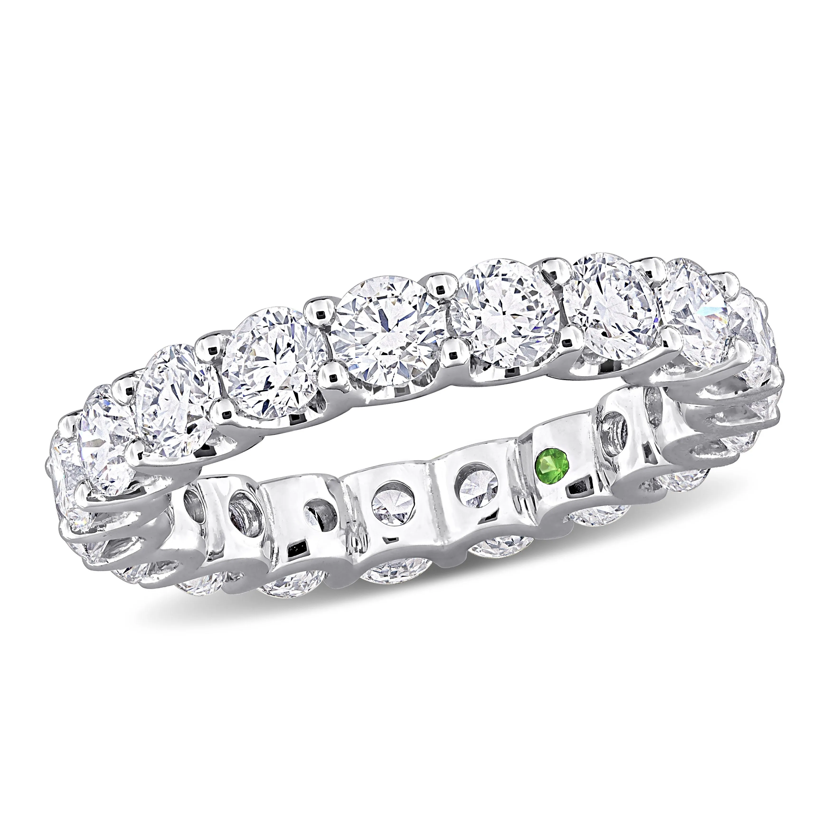 Created Forever 4ct TDW Lab-Grown Diamond and Tsavorite Accent Eternity Ring in 14k White Gold sold by Zulily