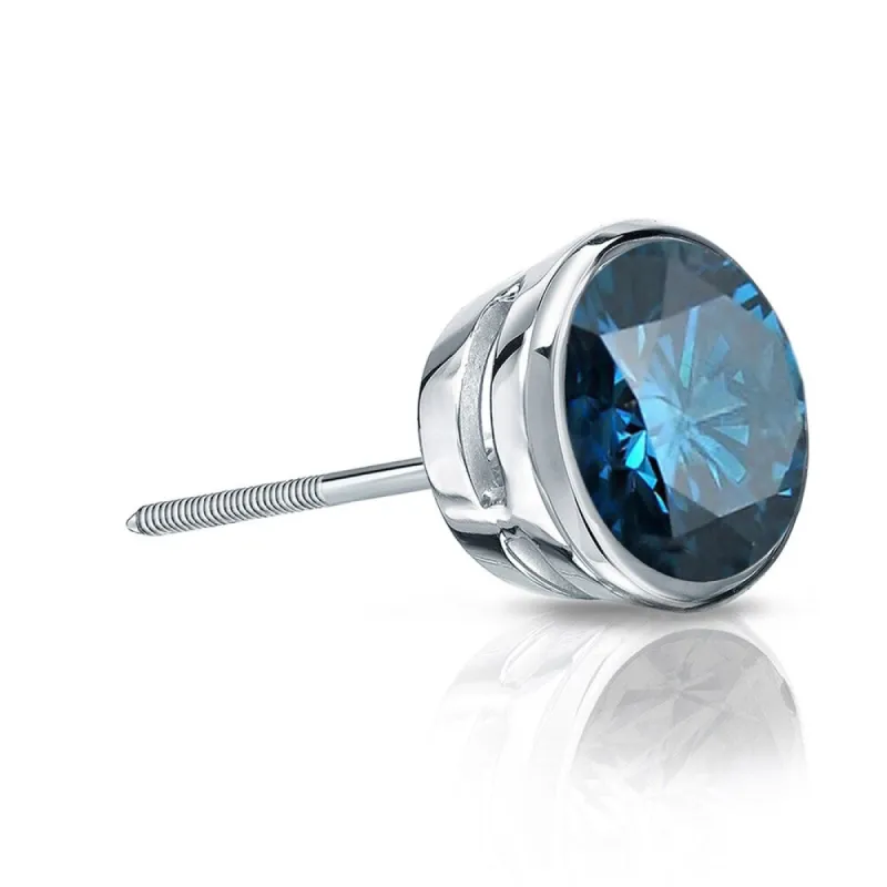 Auriya 1/2ctw Bezel-Set Round Blue Diamond SINGLE (1) Stud Earring 14k Gold sold by Zulily