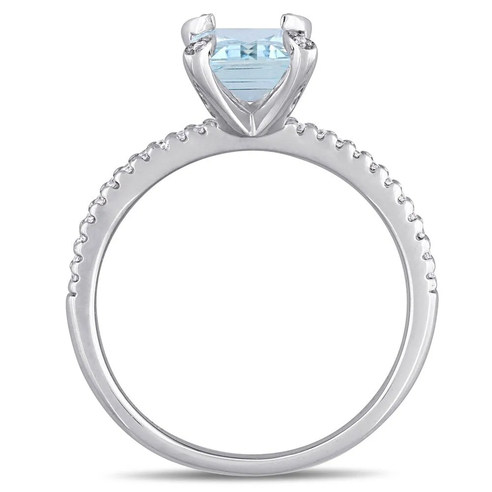 Miadora 14k White Gold Octagon-Cut Aquamarine and 1/10 CT TDW Diamond Engagement Ring sold by Zulily product image thumbnail 3