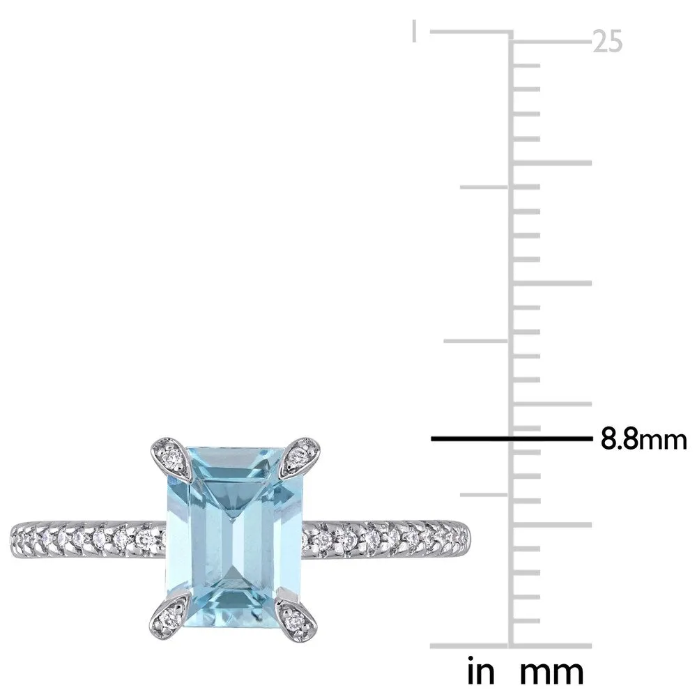Miadora 14k White Gold Octagon-Cut Aquamarine and 1/10 CT TDW Diamond Engagement Ring sold by Zulily product image thumbnail 4