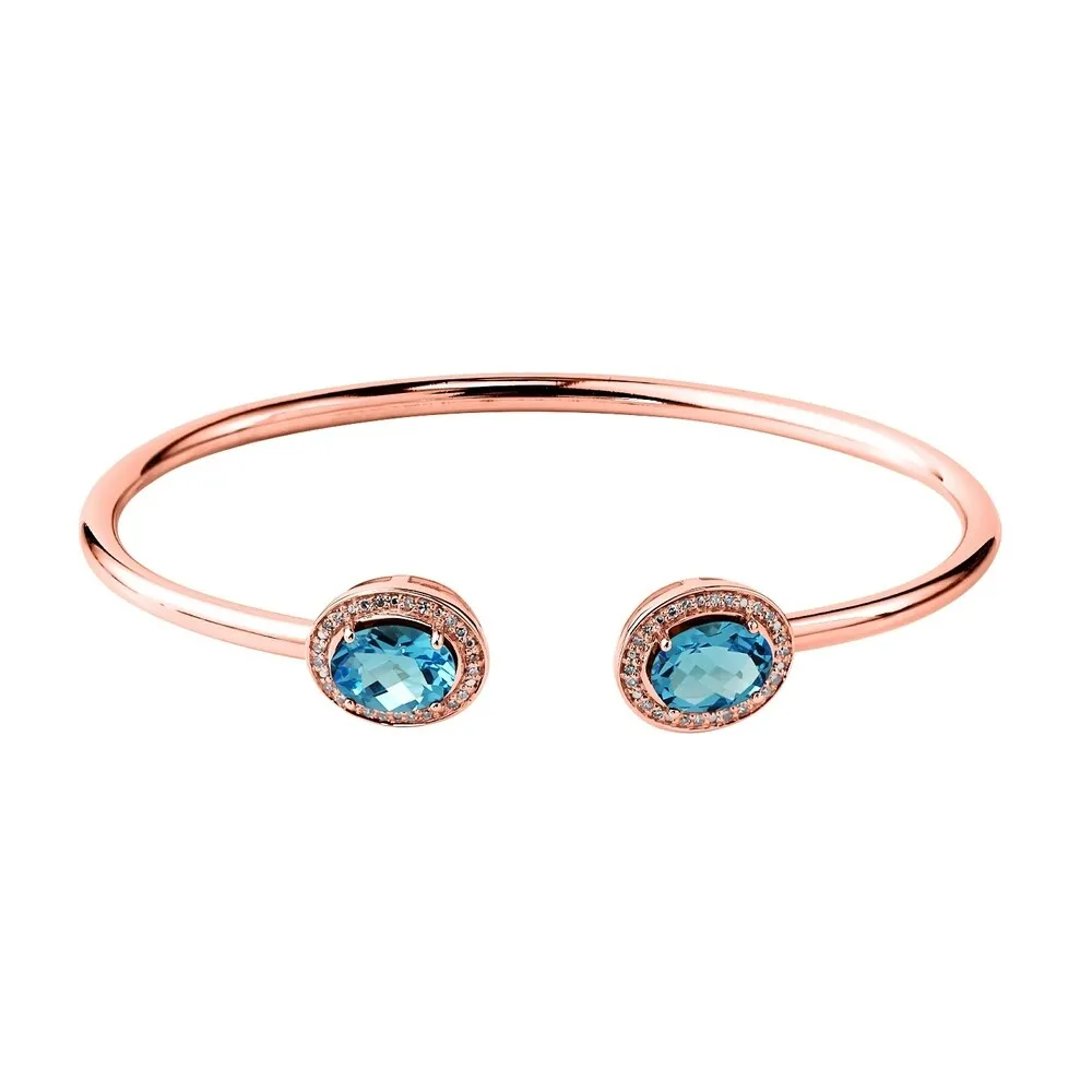 Auriya 2 1/2ct Oval Swiss Blue Topaz Gold over Silver Bangle Bracelet with Diamond Accents sold by Zulily product image thumbnail 3
