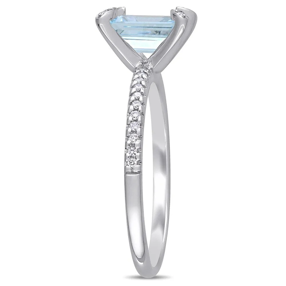 Miadora 14k White Gold Octagon-Cut Aquamarine and 1/10 CT TDW Diamond Engagement Ring sold by Zulily product image thumbnail 2