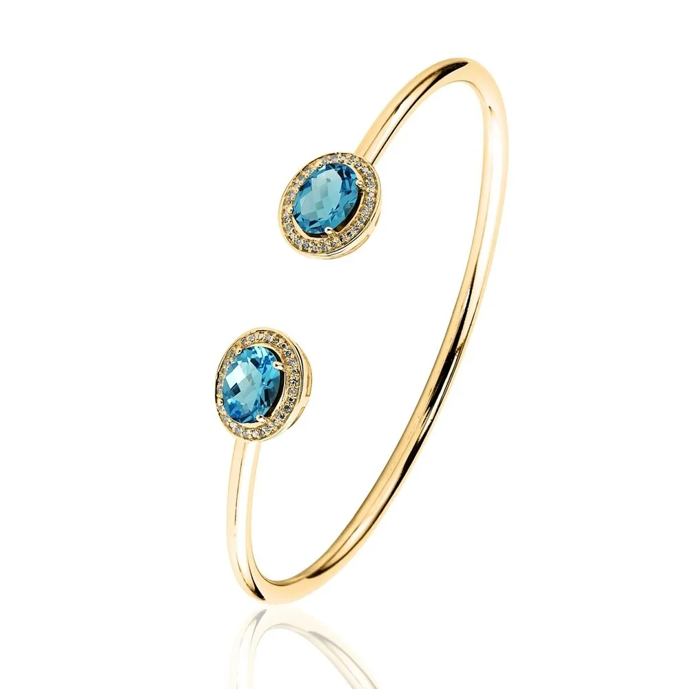 Auriya 2 1/2ct Oval Swiss Blue Topaz Gold over Silver Bangle Bracelet with Diamond Accents sold by Zulily product image thumbnail 4