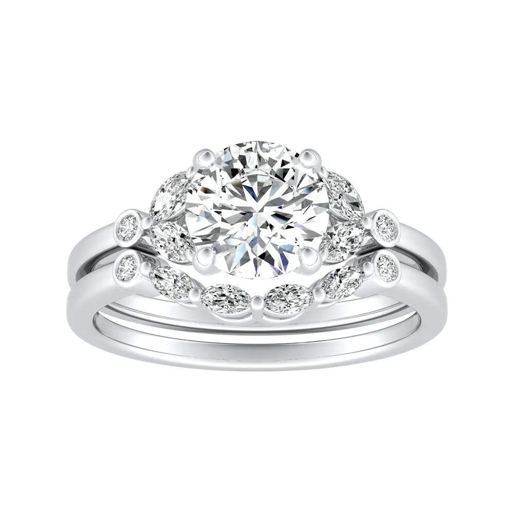 14k Gold 5/8ct TDW Floral Nature Inspired Round Diamond Engagement Ring Set by Auriya sold by Zulily product image thumbnail 2