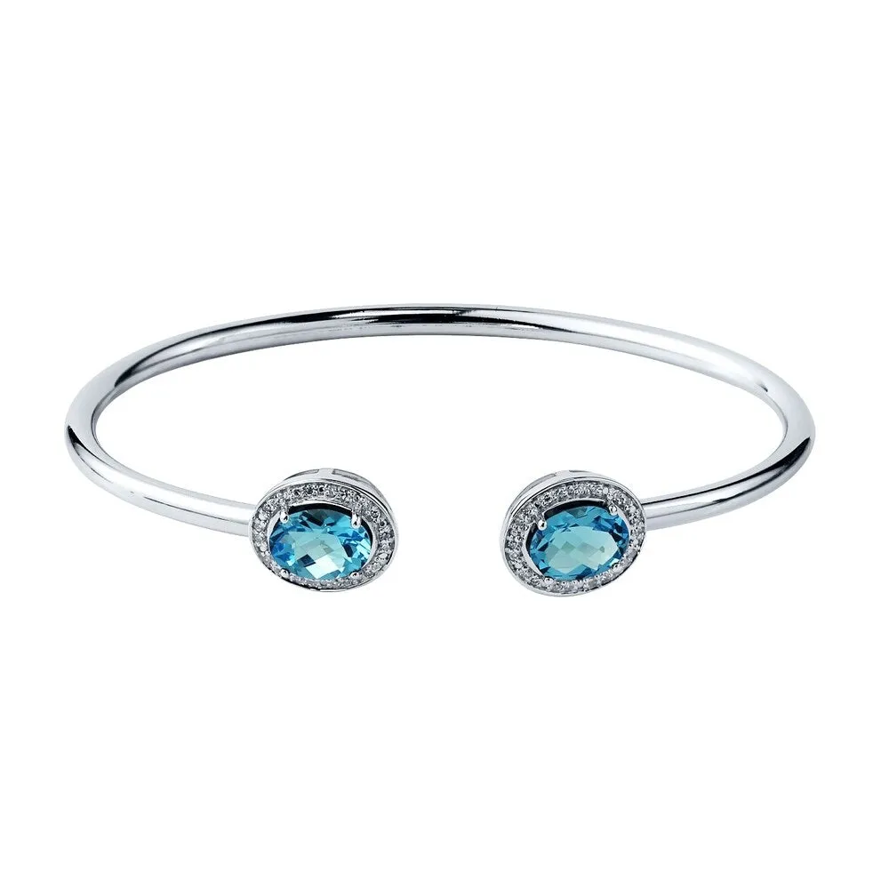 Auriya 2 1/2ct Oval Swiss Blue Topaz Gold over Silver Bangle Bracelet with Diamond Accents sold by Zulily