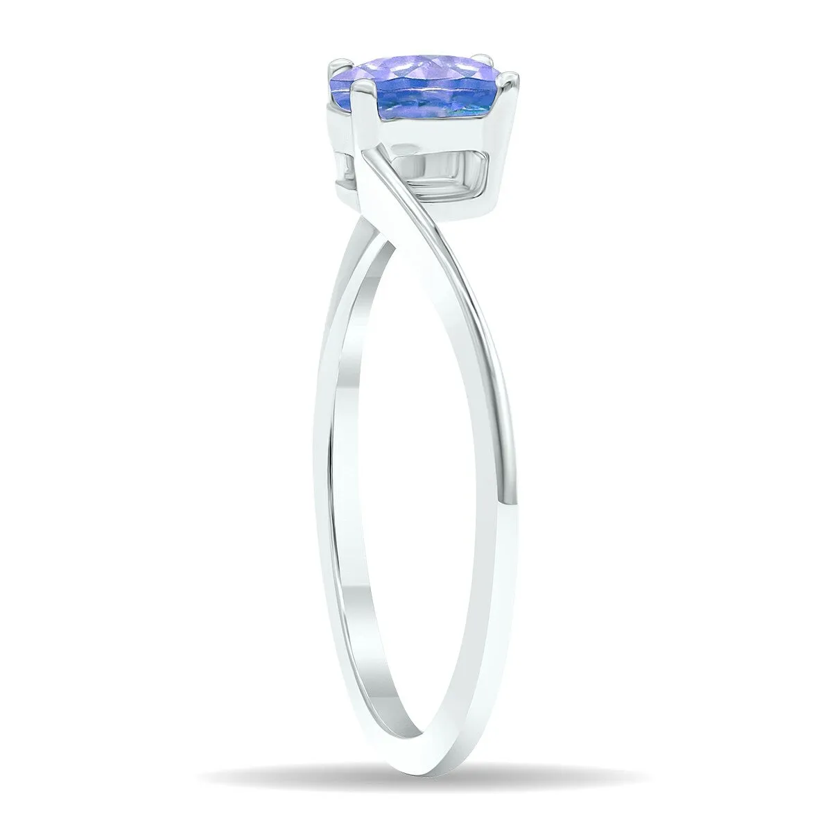 Women's Solitaire Tanzanite Wave Ring in 10K White Gold sold by Zulily product image thumbnail 2