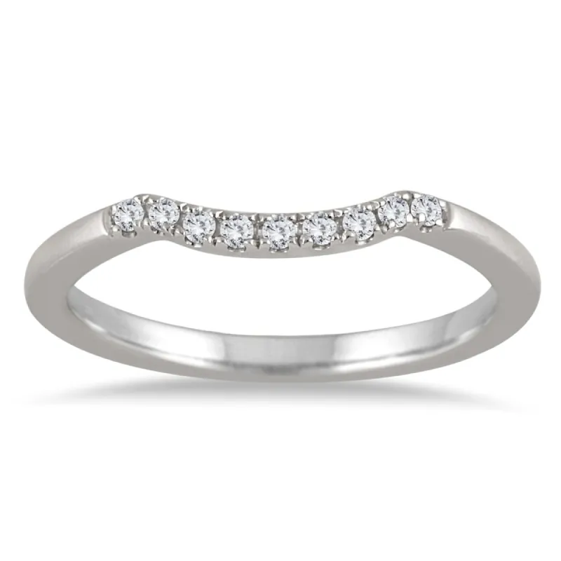 1/10 Carat TW Curved Diamond Wedding Band in 14K White Gold sold by Zulily