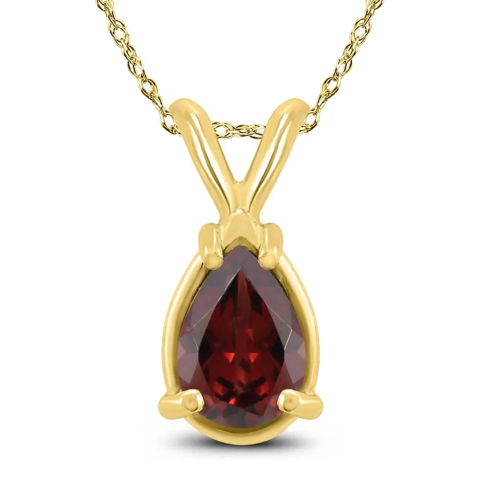 14K Yellow Gold 7x5MM Pear Garnet Pendant sold by Zulily