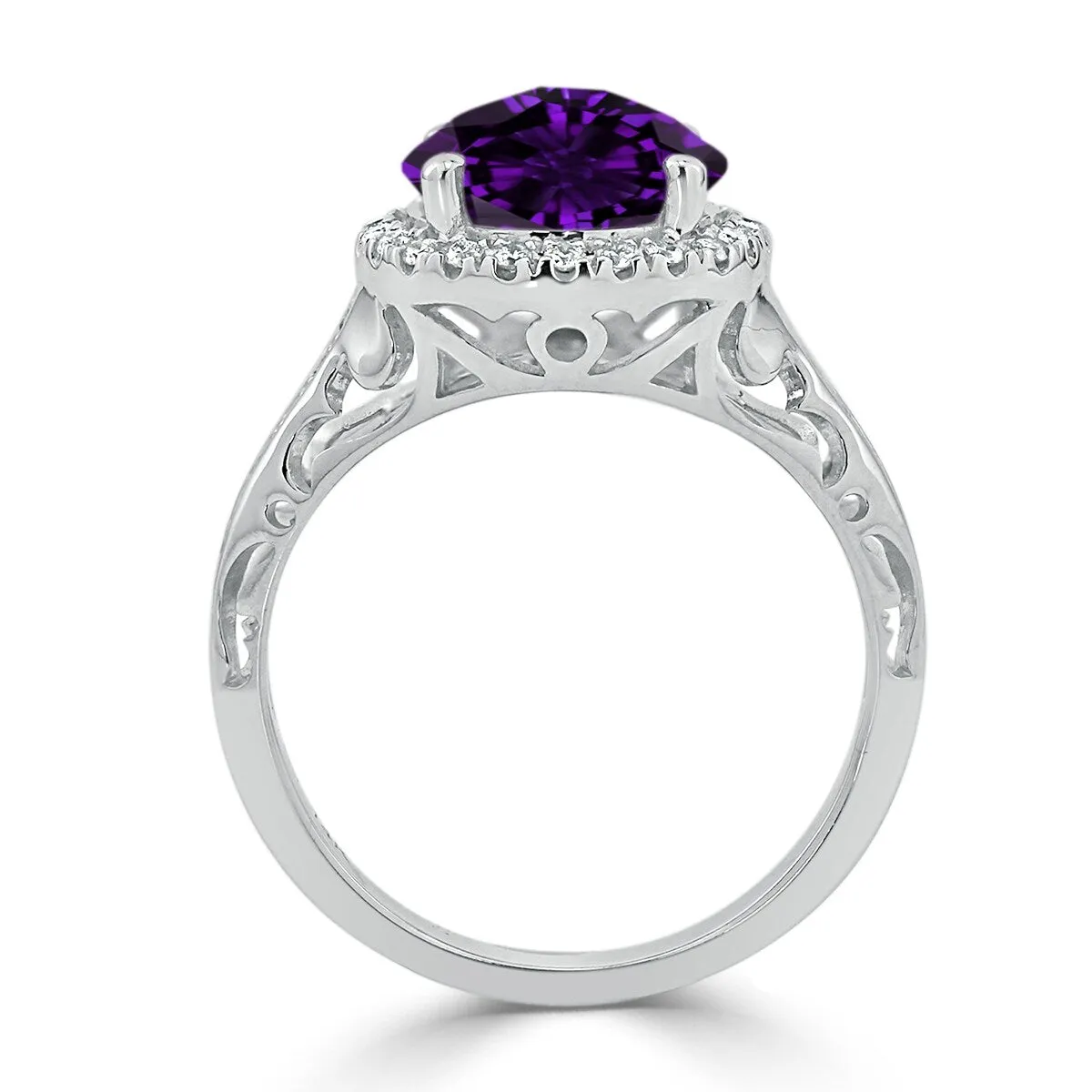 Auriya 1 1/2ct Fancy Round Purple Amethyst and Halo Diamond Engagement Ring 1/5ctw 14k Gold sold by Zulily product image thumbnail 5
