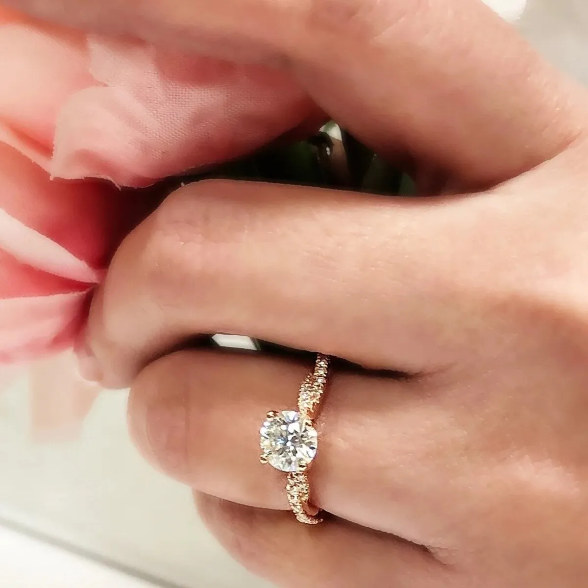 Auriya 14k Gold 1ctw Twisted Moissanite and Diamond Engagement Ring 1/5ct TDW sold by Zulily