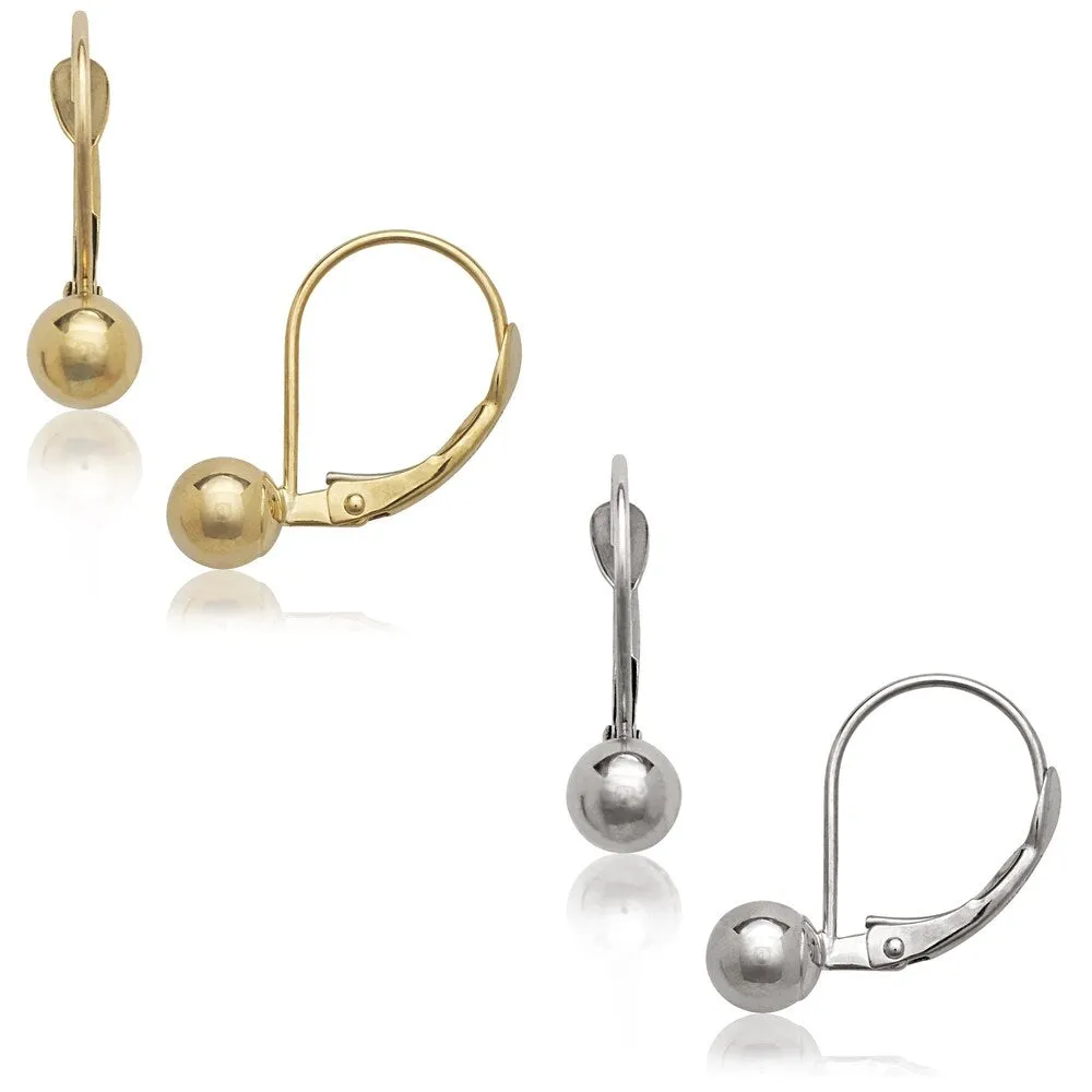 Curata 14k Yellow or White Gold 4x15mm Ball Stationary Lever Back Earrings sold by Zulily