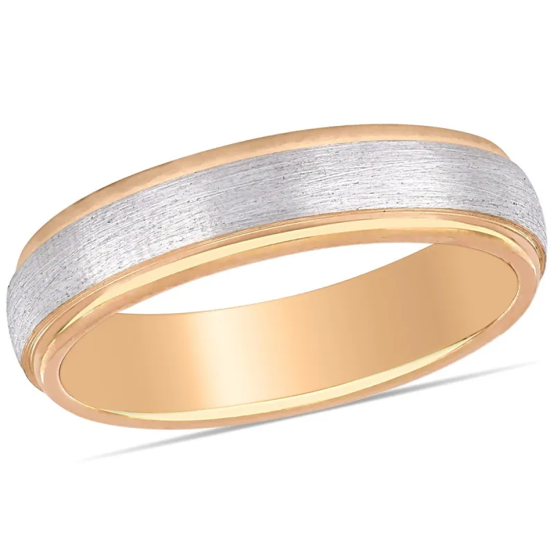 Miadora Ladies Brushed Wedding Band in 2-Tone 10k Rose and White Gold (4mm) sold by Zulily