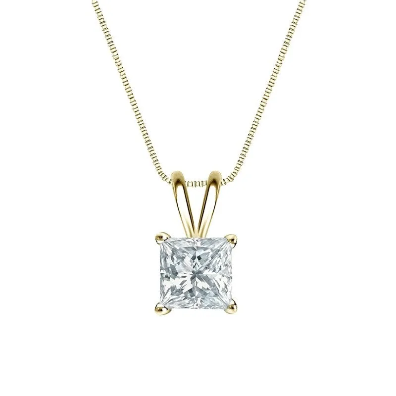 Auriya 18-karat Gold 0.90ctw Princess Solitaire Lab Grown Diamond Necklace 4-Prong Basket (D-E VVS) - 0.90 sold by Zulily product image thumbnail 2