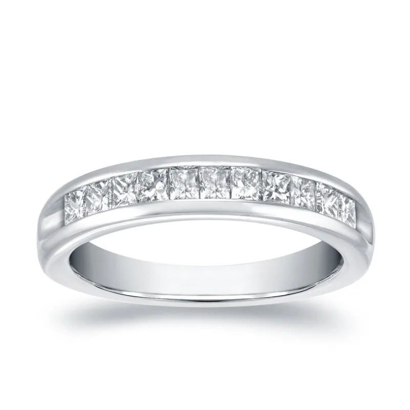 Auriya 3/4ct TDW Princess-Cut Channel Diamond Wedding Band 18k White Gold sold by Zulily