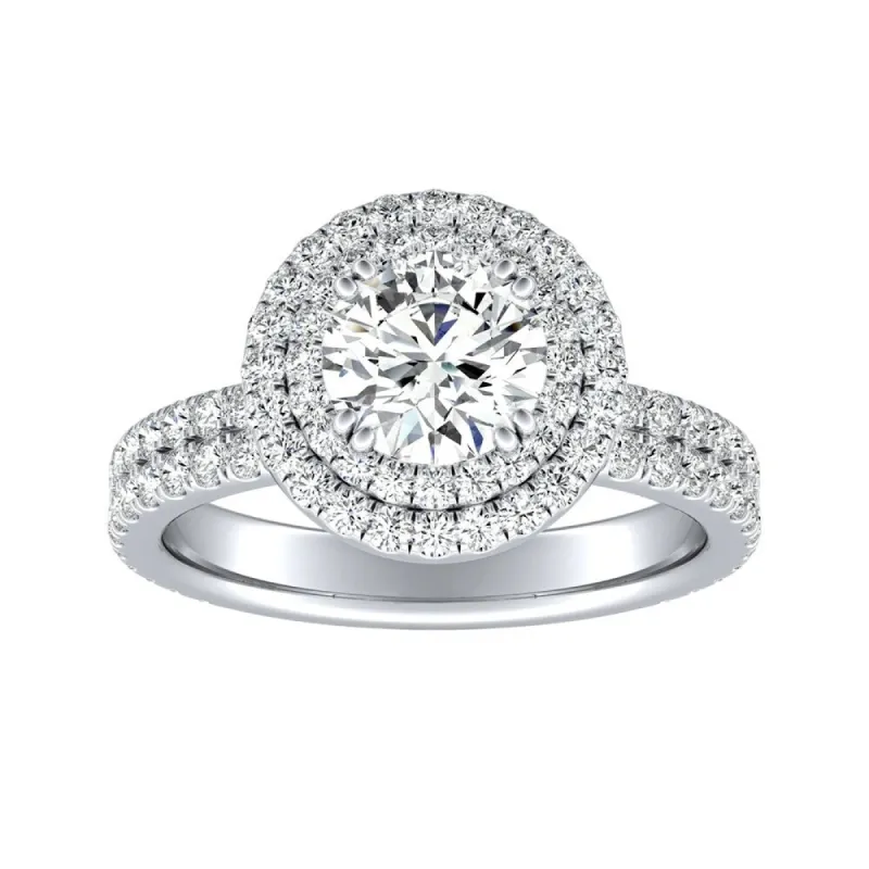 Auriya 14k Gold 4ct Moissanite Double Halo Diamond Engagement Ring 9/10ctw sold by Zulily