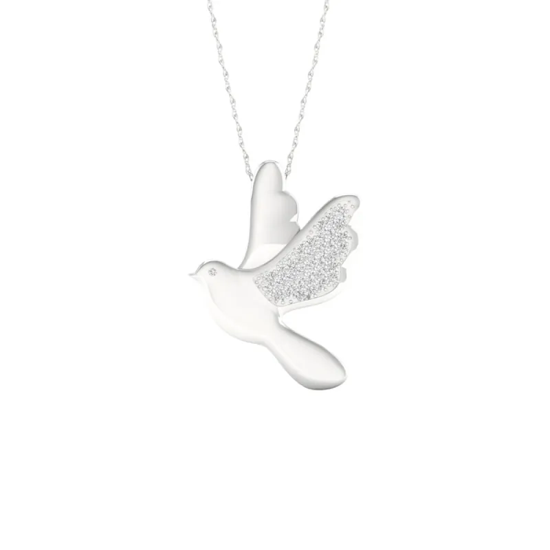 1/10ct TDW Diamond Charm Pendant in Sterling Silver - Dove - White sold by Zulily