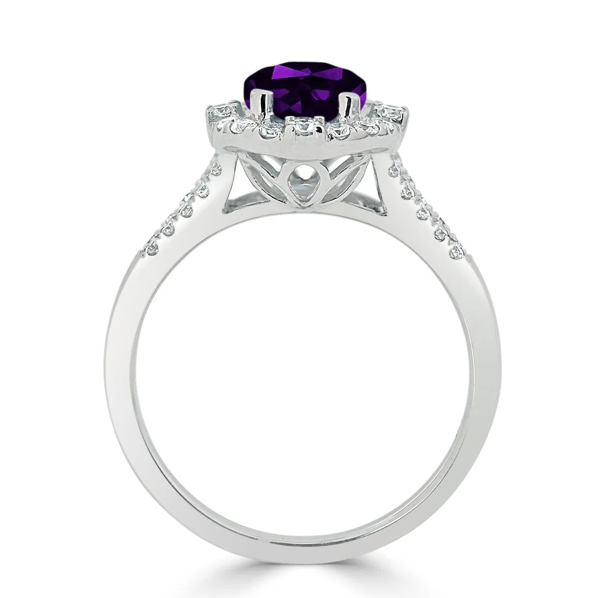 Auriya 1ct Cushion-cut Purple Amethyst Halo Diamond Engagement Ring 3/8cttw 14k Gold sold by Zulily product image thumbnail 5