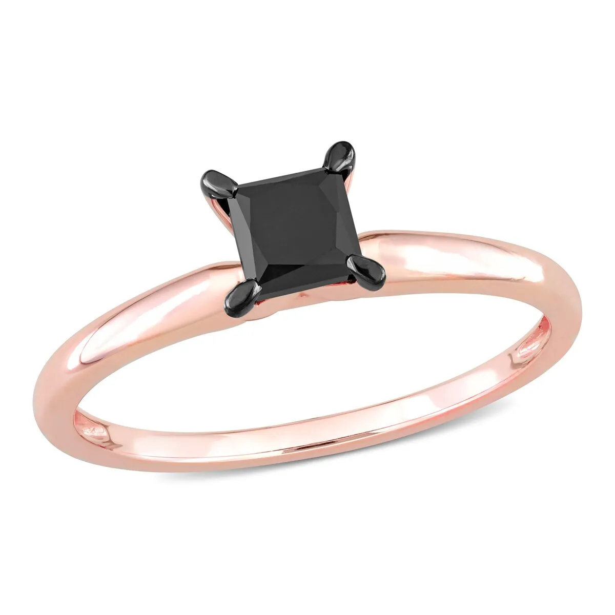 Miadora 3/4ct TDW Princess-cut Black Diamond Solitaire Engagement Ring in 14k Rose Gold sold by Zulily product image thumbnail 2