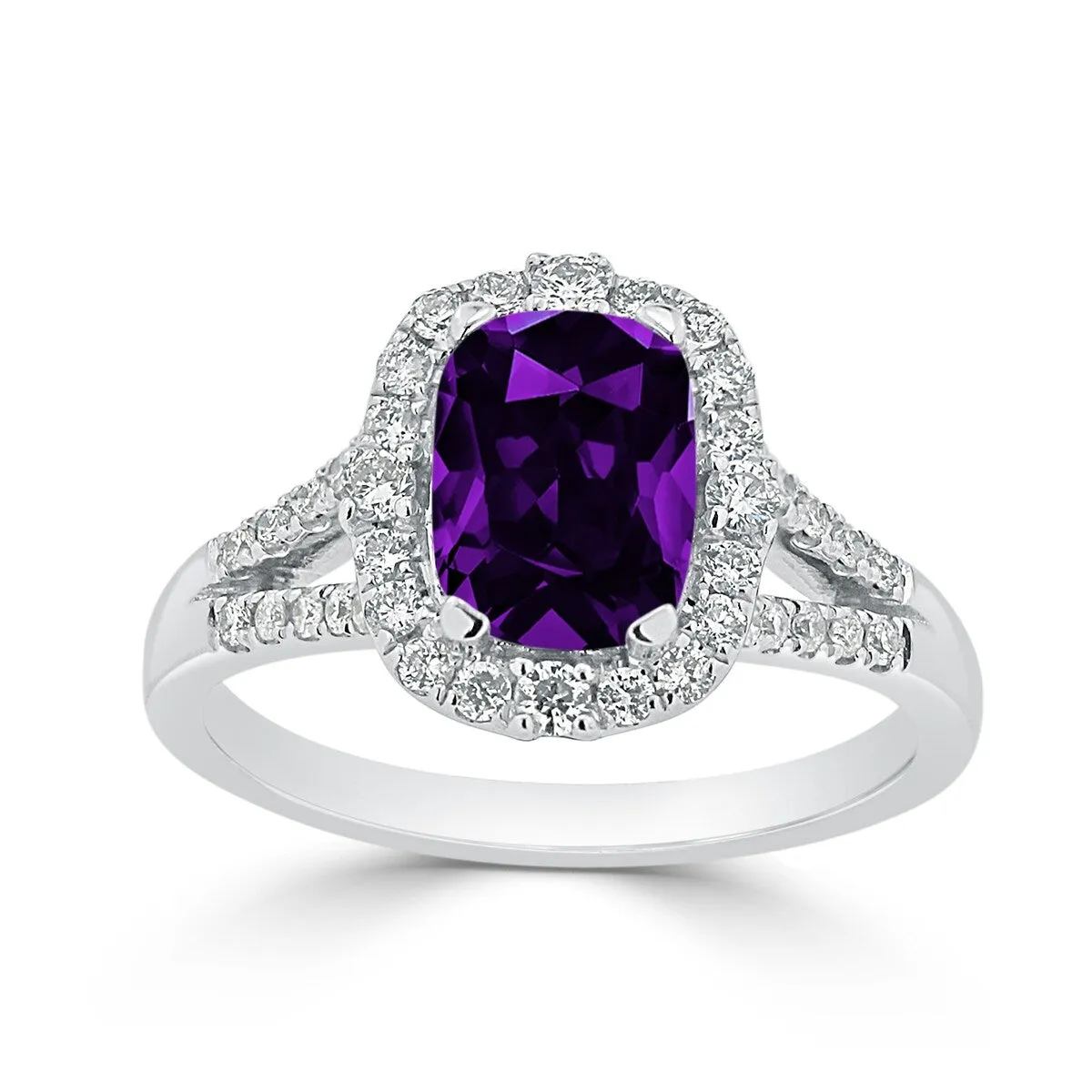 Auriya 1ct Cushion-cut Purple Amethyst Halo Diamond Engagement Ring 3/8cttw 14k Gold sold by Zulily product image thumbnail 3