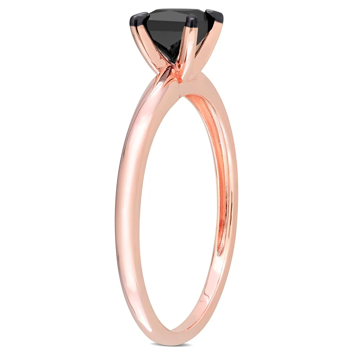 Miadora 3/4ct TDW Princess-cut Black Diamond Solitaire Engagement Ring in 14k Rose Gold sold by Zulily product image thumbnail 4